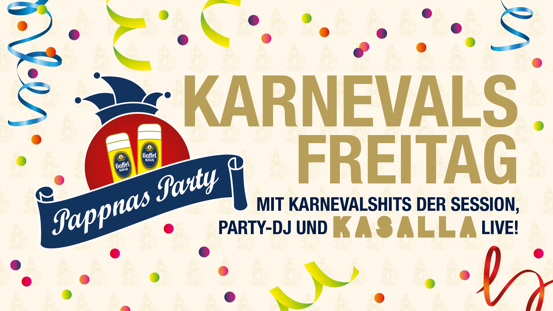 Konzerte, Partys, Events. Karneval Februar 2023, Pappnas Party im Gaffel am Dom,Veranstaltungskalender, Kölsch